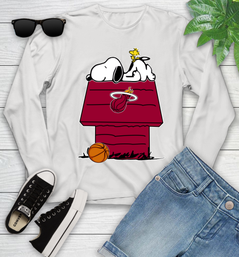 Miami Heat NBA Basketball Snoopy Woodstock The Peanuts Movie Youth Long Sleeve