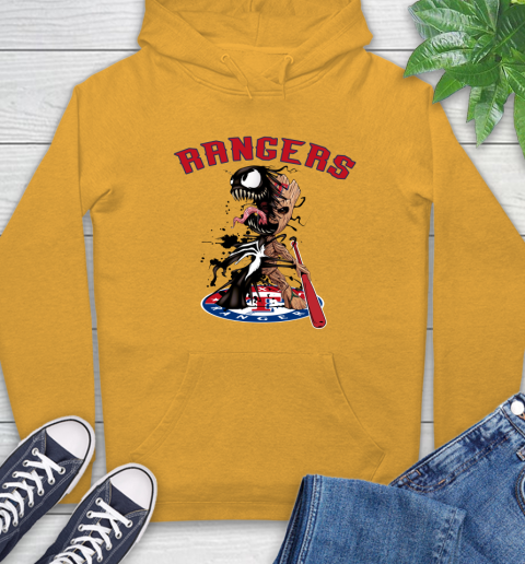 MLB Texas Rangers Baseball Venom Groot Guardians Of The Galaxy Hoodie 3