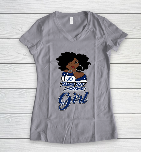 Tampa Bay Lightning Girl NHL Women's V-Neck T-Shirt 4