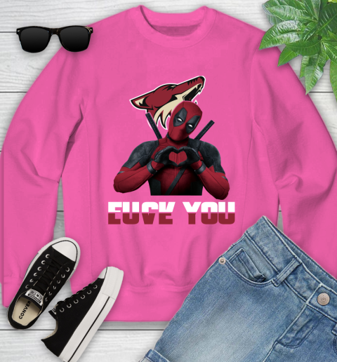 NHL Arizona Coyotes Deadpool Love You Fuck You Hockey Sports Youth Sweatshirt 6
