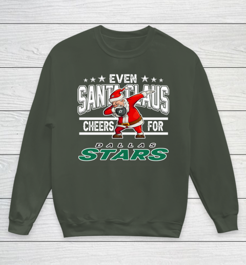 Dallas Stars Even Santa Claus Cheers For Christmas NHL Youth Sweatshirt 8