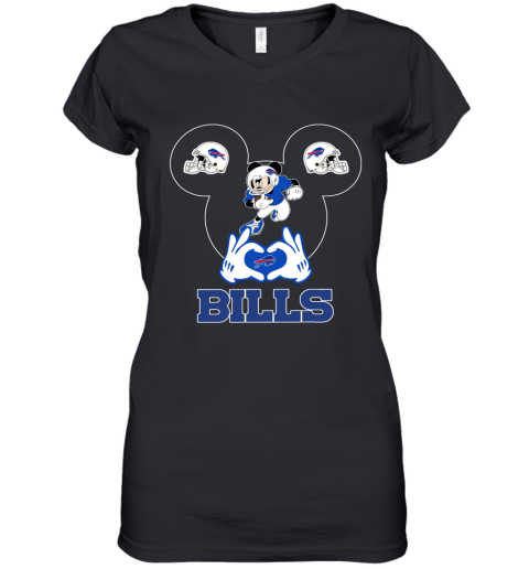 I Love The Bills Mickey Mouse Buffalo Bills Women's V-Neck T-Shirt