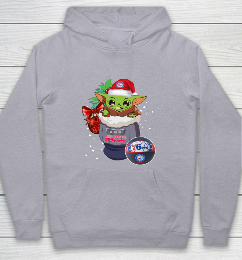Philadelphia 76ers Christmas Baby Yoda Star Wars Funny Happy NBA Youth Hoodie 5