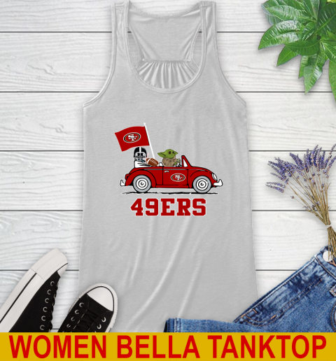 NFL Football San Francisco 49ers Darth Vader Baby Yoda Driving Star Wars Shirt Racerback Tank