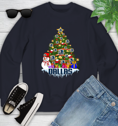 Dallas Mavericks Merry Christmas NBA Basketball Sports Youth Sweatshirt - Image 4