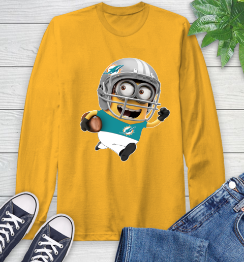 NFL Miami Dolphins Minions Disney Football Sports Long Sleeve T-Shirt 3