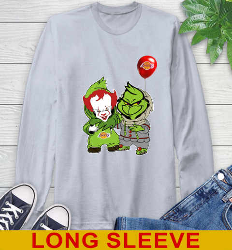Los Angeles Lakers Baby Pennywise Grinch Christmas NBA Basketball Long Sleeve T-Shirt 6