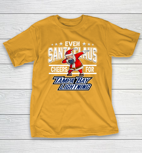 Tampa Bay Lightning Even Santa Claus Cheers For Christmas NHL T-Shirt 2