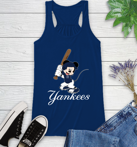 MLB Baseball New York Yankees Cheerful Mickey Mouse Shirt Racerback Tank 8