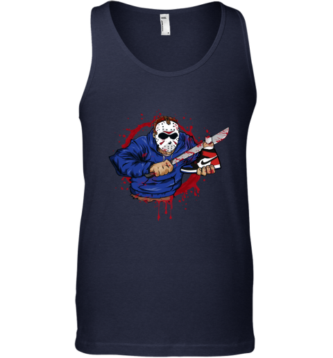 Air Jordan 1 Top 3 Jordan 1 Matching Sneaker Tshirt Jason Voorhees Black and Blue Jordan Tshirt