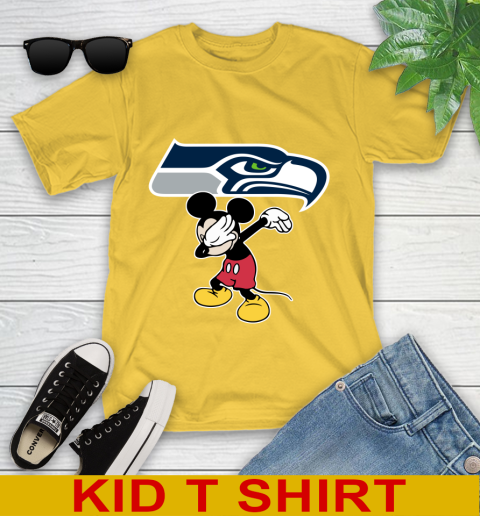 Seattle Seahawks NFL Football Dabbing Mickey Disney Sports Youth T-Shirt 8