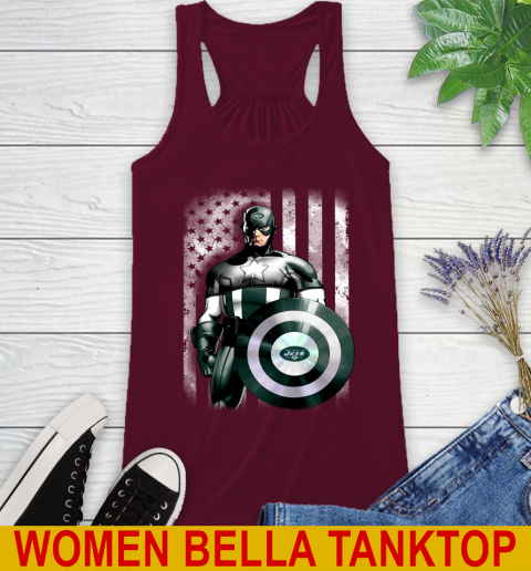 New York Jets NFL Football Captain America Marvel Avengers American Flag Shirt Racerback Tank 2