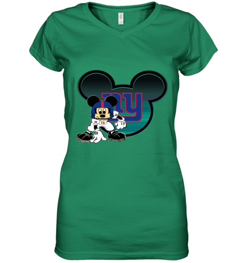 NFL New York Giants Mickey Mouse Disney Football T Shirt rrY8GZoJq7Q women v neck t shirt 39 95 151514 front irish green