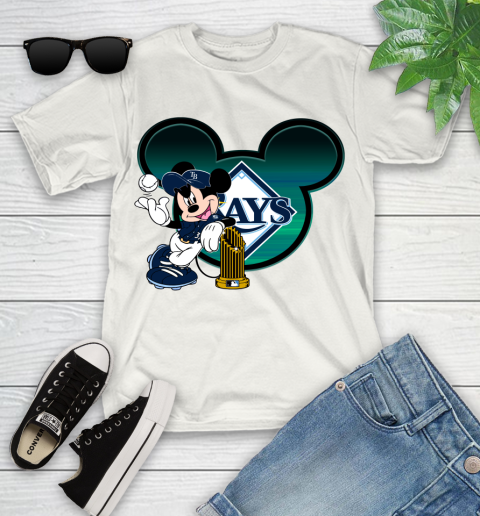 MLB Tampa Bay Rays The Commissioner's Trophy Mickey Mouse Disney Youth T-Shirt
