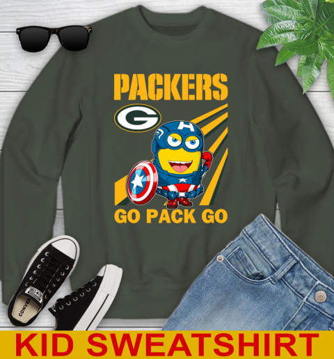 NFL Football Green Bay Packers Captain America Marvel Avengers Minion Shirt Youth Sweatshirt 8