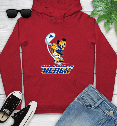 NHL Hockey St.Louis Blues Cheerful Mickey Mouse Shirt Youth Hoodie - Image 11