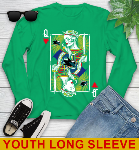 NHL Hockey San Jose Sharks The Queen Of Hearts Card Shirt Youth Long Sleeve - Image 8