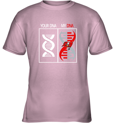 2og3 my dna is the tampa bay buccaneers football nfl youth t shirt 26 front light pink