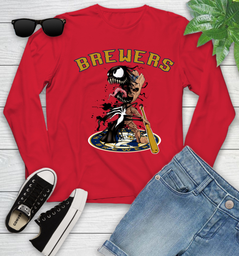 MLB Milwaukee Brewers Baseball Venom Groot Guardians Of The Galaxy Youth Long Sleeve 11