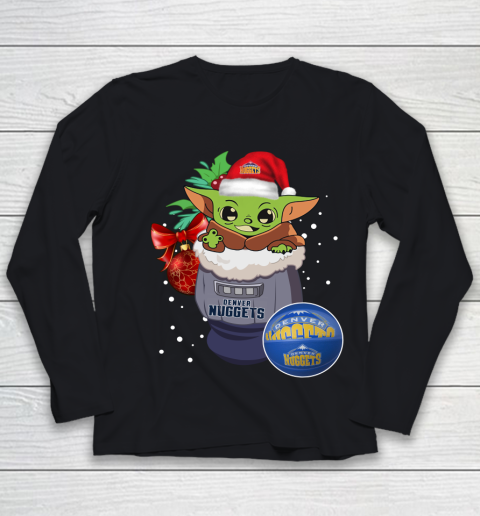 Denver Nuggets Christmas Baby Yoda Star Wars Funny Happy NBA Youth Long Sleeve