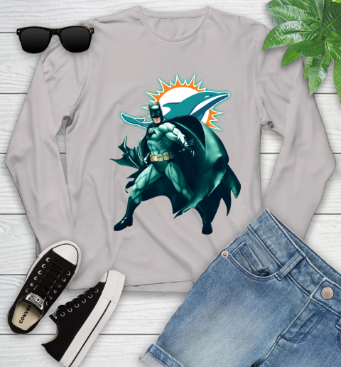 NFL Batman Football Sports Miami Dolphins Youth Long Sleeve 12