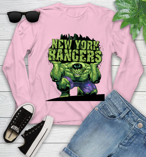New York Rangers NHL Hockey Incredible Hulk Marvel Avengers Sports Youth Long Sleeve 10
