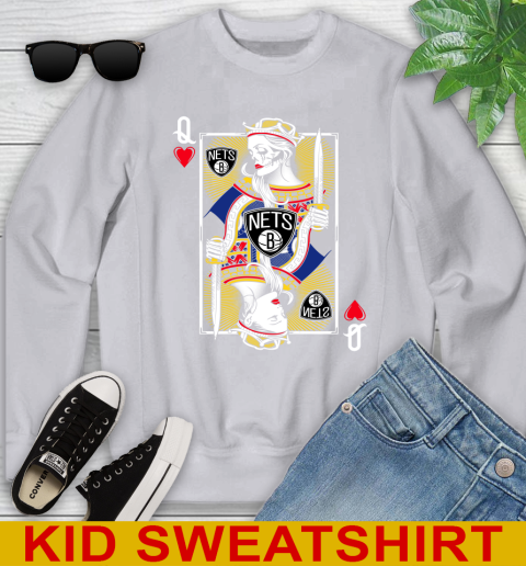 NBA Basketball Brooklyn Nets The Queen Of Hearts Card Shirt Youth Sweatshirt 3