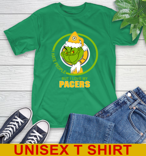 Indiana Pacers NBA Christmas Grinch I Hate People But I Love My Favorite Basketball Team T-Shirt 7