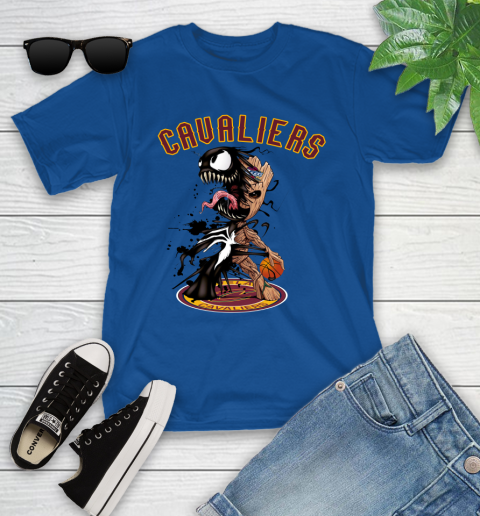 NBA Cleveland Cavaliers Basketball Venom Groot Guardians Of The Galaxy Youth T-Shirt - Image 10