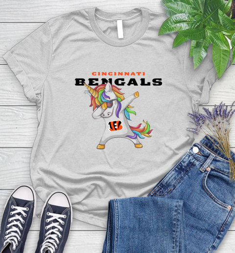 Cincinnati Bengals NFL Football Funny Unicorn Dabbing Sports Women's T-Shirt