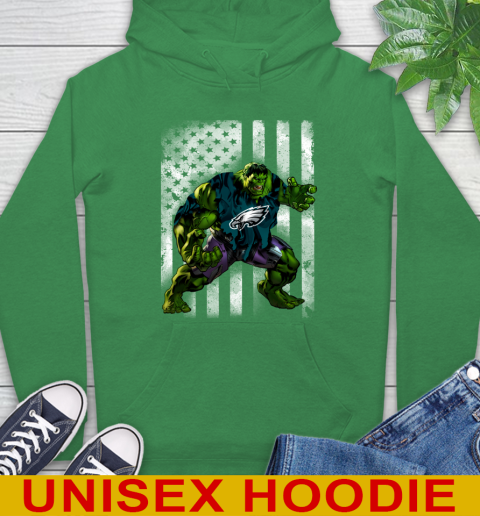 Philadelphia Eagles Hulk Marvel Avengers NFL Football American Flag Hoodie 8
