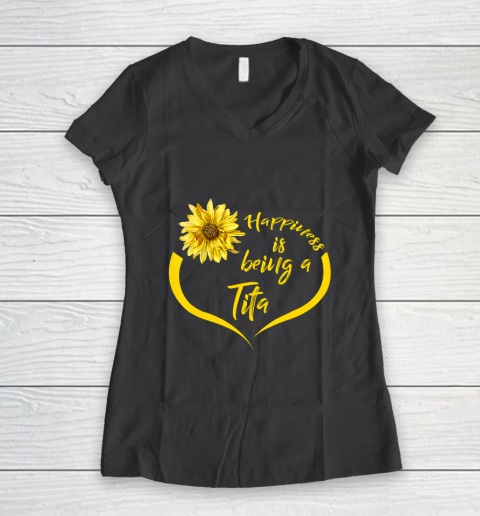 Womens Tita Gift Happiness Is Being A Tita Women's V-Neck T-Shirt 6