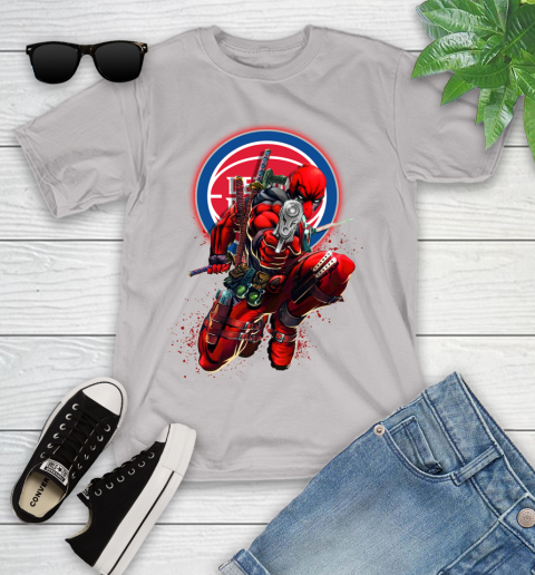 NBA Deadpool Marvel Comics Sports Basketball Detroit Pistons Youth T-Shirt 12