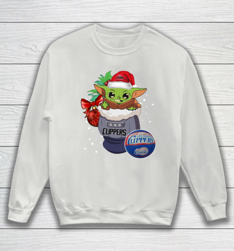 LA Clippers Christmas Baby Yoda Star Wars Funny Happy NBA Sweatshirt 5