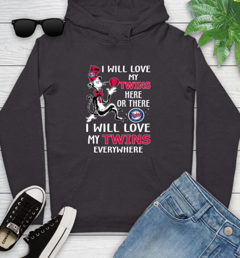MLB Baseball Minnesota Twins I Will Love My Twins Everywhere Dr Seuss Shirt Youth Hoodie 6