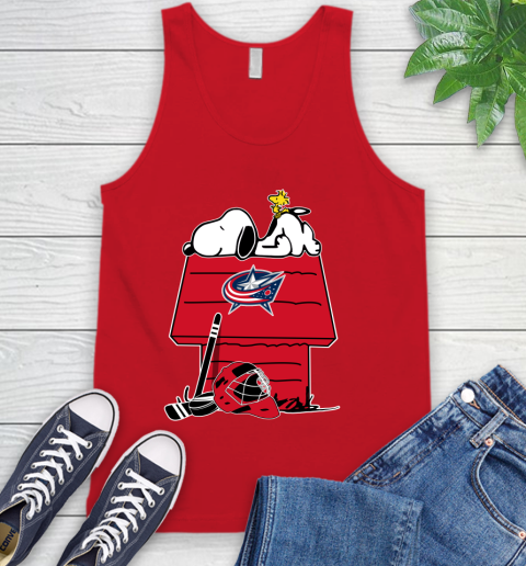 Columbus Blue Jackets NHL Hockey Snoopy Woodstock The Peanuts Movie Tank Top 6
