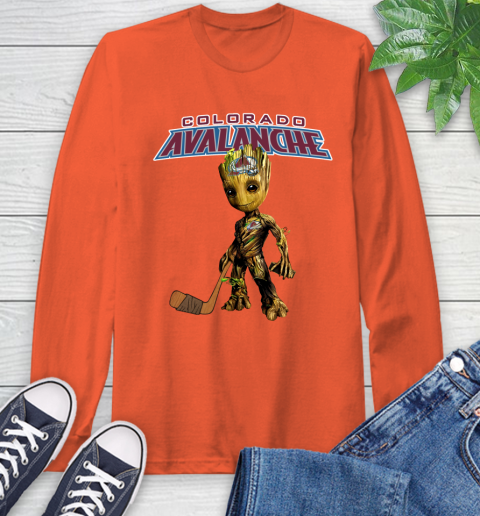 Colorado Avalanche NHL Hockey Groot Marvel Guardians Of The Galaxy Long Sleeve T-Shirt 5
