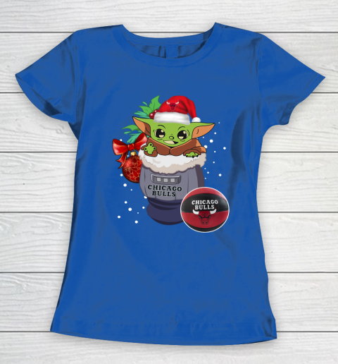 Chicago Bulls Christmas Baby Yoda Star Wars Funny Happy NBA Women's T-Shirt 9