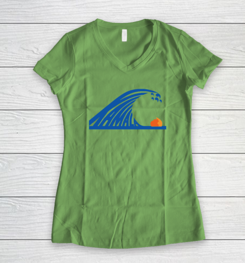 Blue Wave For Kamala Harris Trump Funny Women's V-Neck T-Shirt 4
