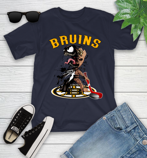 NHL Boston Bruins Hockey Venom Groot Guardians Of The Galaxy Youth T-Shirt 3