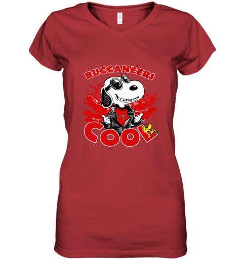 dsaf tampa bay buccaneers snoopy joe cool were awesome shirt women v neck t shirt 39 front red