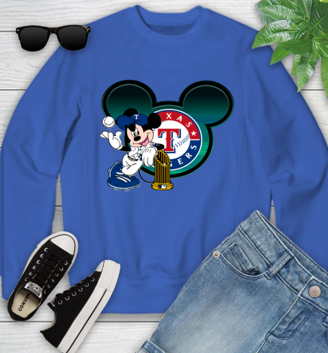 MLB Texas Rangers The Commissioner's Trophy Mickey Mouse Disney Youth Sweatshirt 8