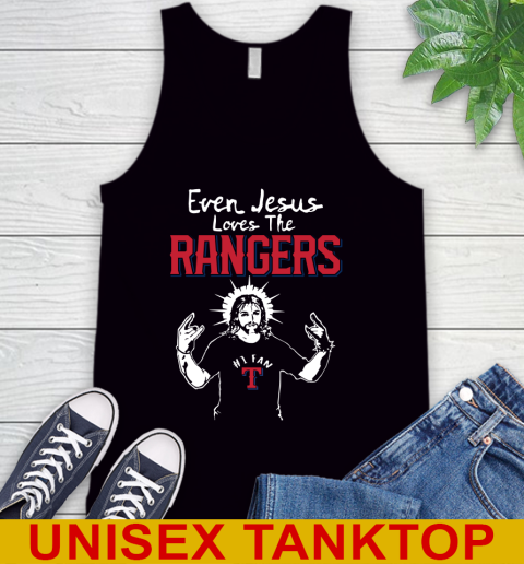 Texas Rangers MLB Baseball Even Jesus Loves The Rangers Shirt Tank Top