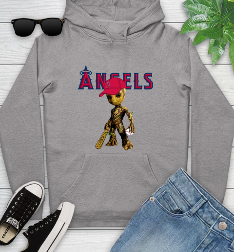 MLB Los Angeles Angels Groot Guardians Of The Galaxy Baseball Youth Hoodie 6
