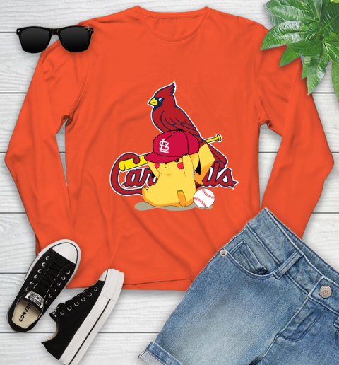 MLB Pikachu Baseball Sports St.Louis Cardinals Youth Long Sleeve 4