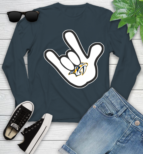 Nashville Predators NHL Hockey Mickey Rock Hand Disney Youth Long Sleeve 8
