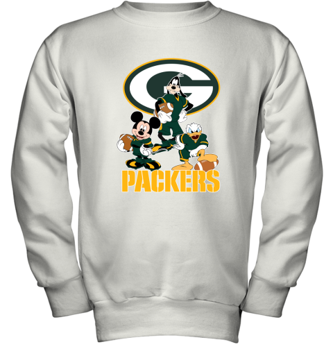 Mickey Donald Goofy The Three Green Bay Packers Football Youth Sweatshirt