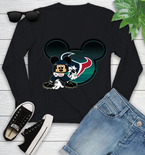 NFL Houston Texans Mickey Mouse Disney Football T Shirt Youth Long Sleeve 2
