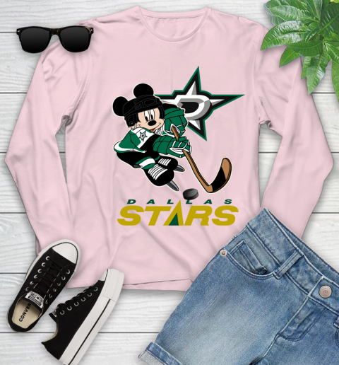 NHL Dallas Stars Mickey Mouse Disney Hockey T Shirt Youth Long Sleeve 10