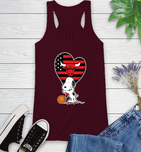 Chicago Bulls NBA Basketball The Peanuts Movie Adorable Snoopy Racerback Tank 3